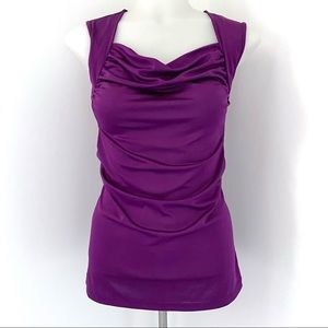 The Limited Purple Sleeveless Drape Neck Top S